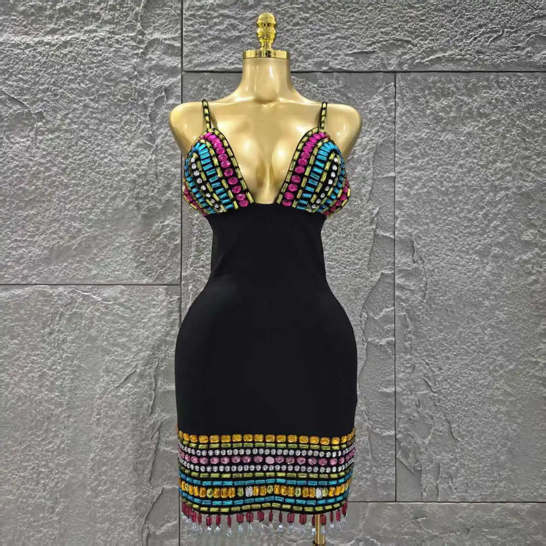 Gem Embellished Bodycon Dress - Festigal