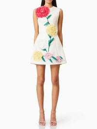 A-Line Flower Applique Dress - Festigal