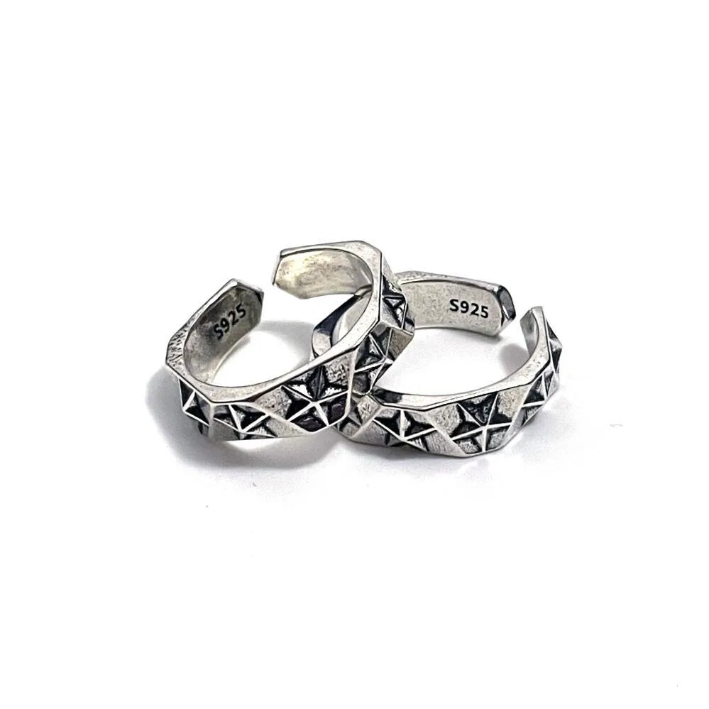 Sterling Silver Star Ring - Adjustable Unisex Festival Jewellery