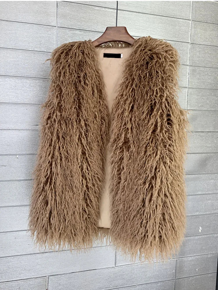 Faux Mongolian Fur Gilet - Festigal