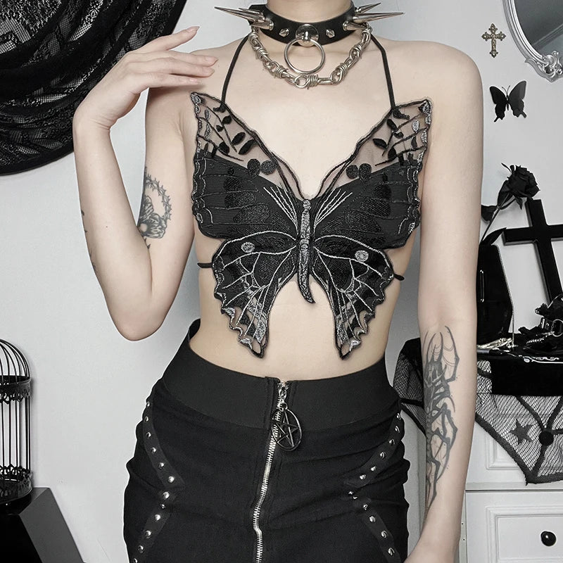 Gothic Butterfly Crop Top - Festigal