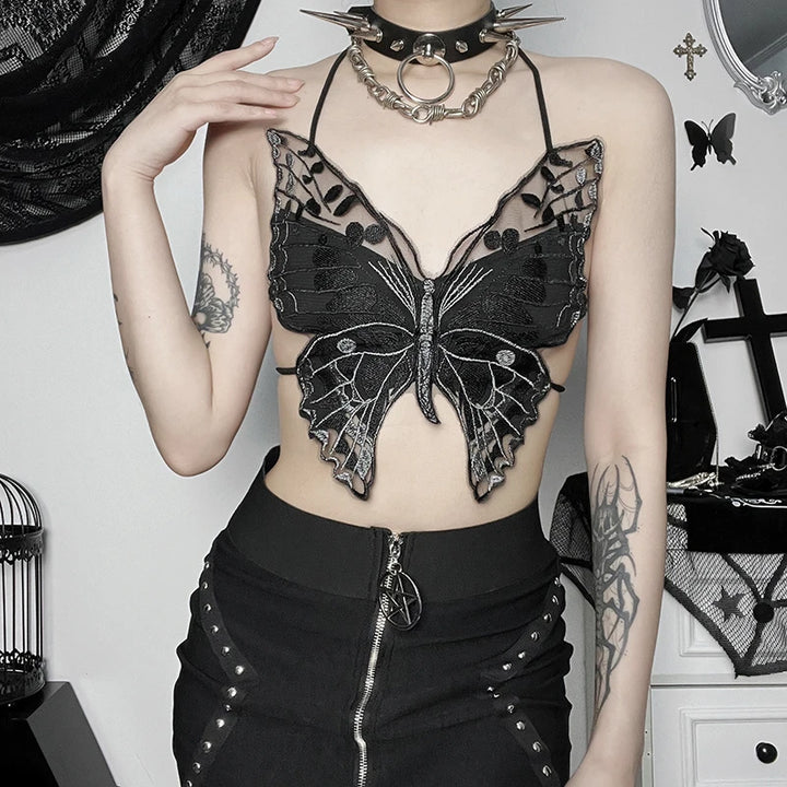 Gothic Butterfly Crop Top - Festigal