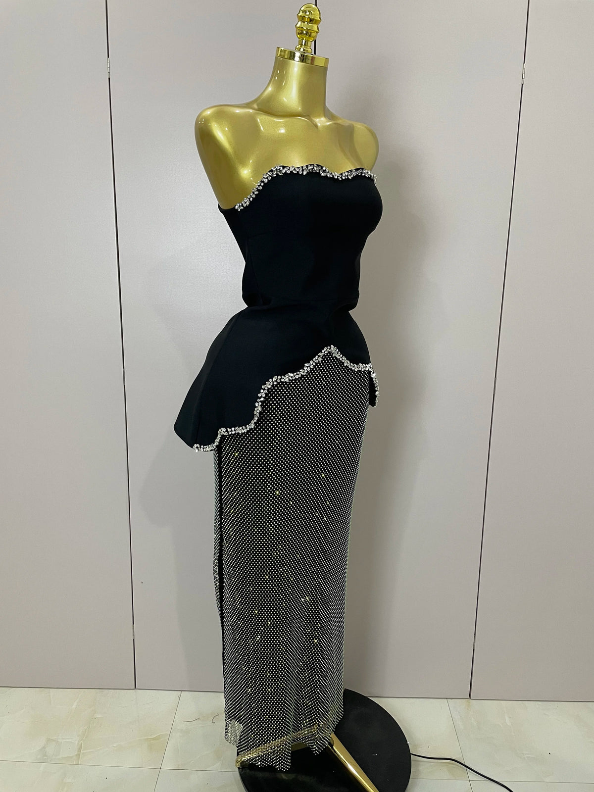 Asymmetrical Glitter Top & Maxi Skirt Set - Festigal