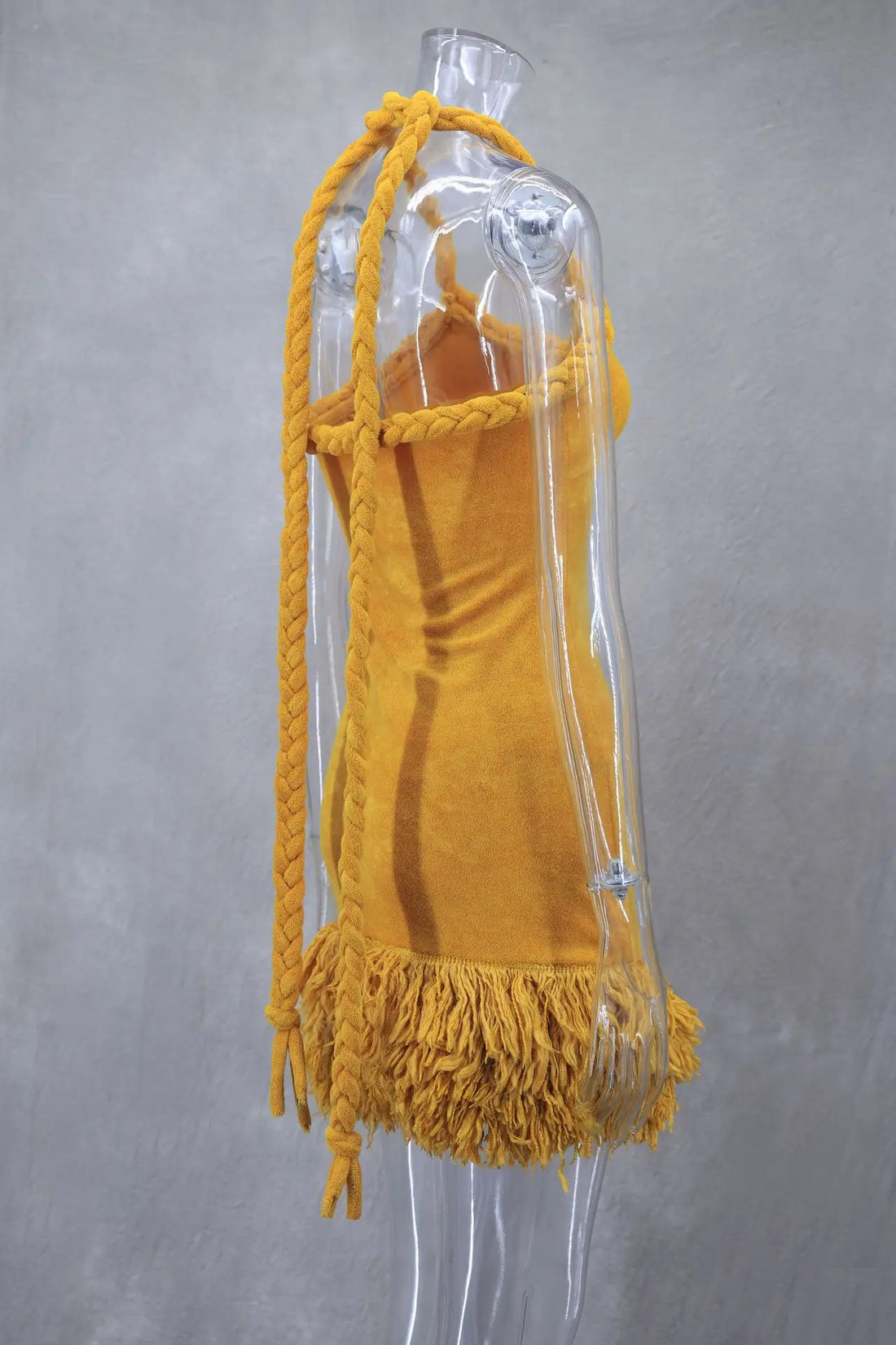 Orange Braided Fluffy Trim Dress - Festigal