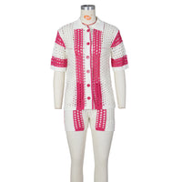 Striped Hollow Out Two-Piece Set - Festigal