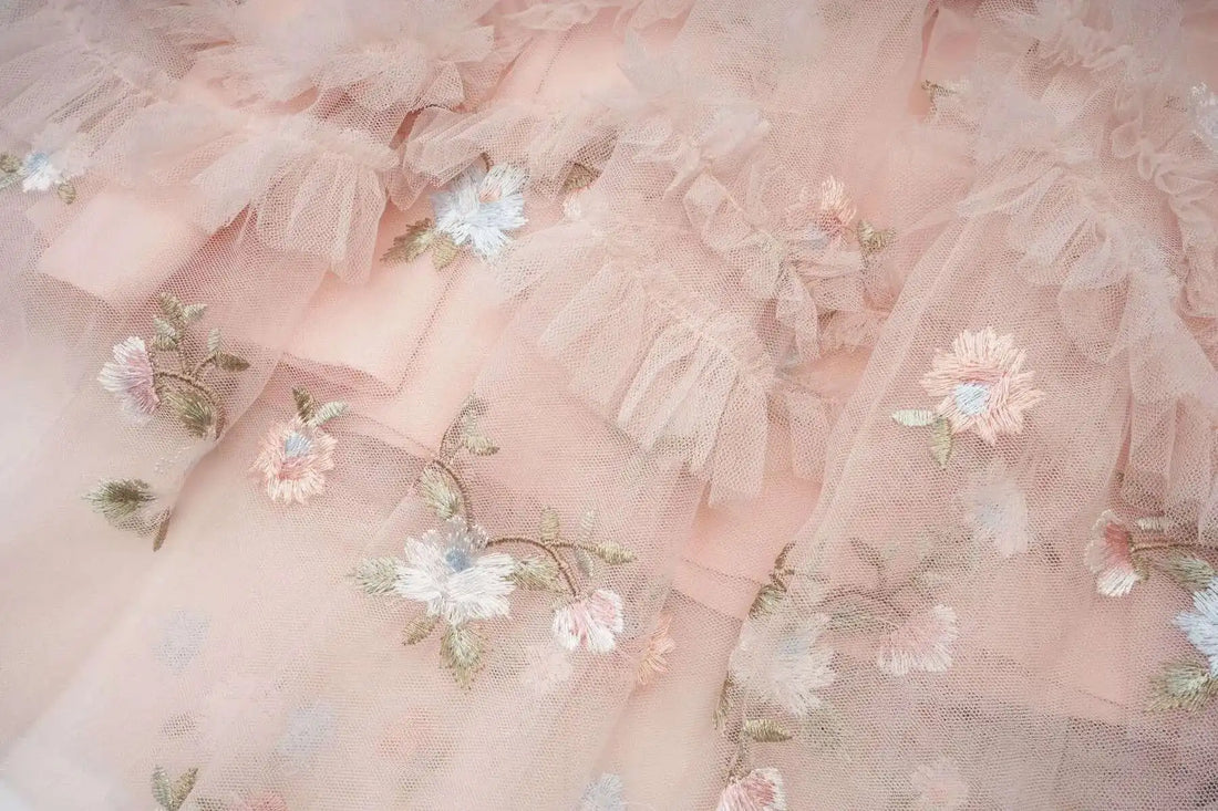 Floral Ruffled Embroidered Maxi Dress