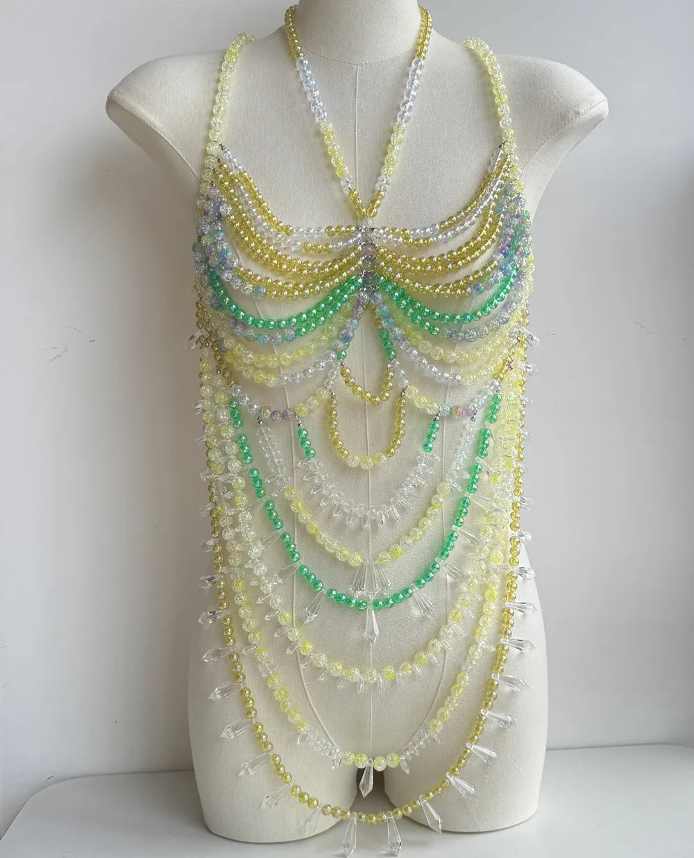 Beaded Tassel Chain Halter Neck Top