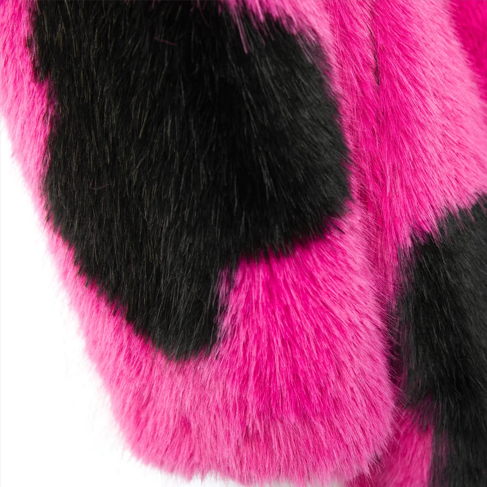 Faux Mink Fur Contrast Coat - Festigal