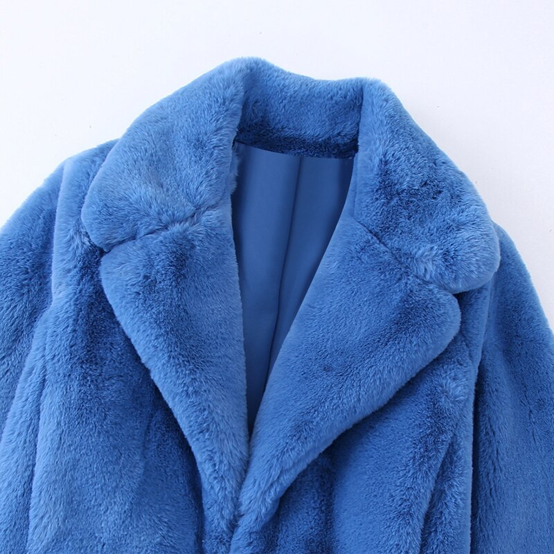 Blue For You Faux Fur Short Waist Jacket - Festigal