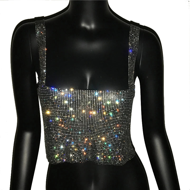 Shiny Metal Effect Rave Mesh Halter - Festigal