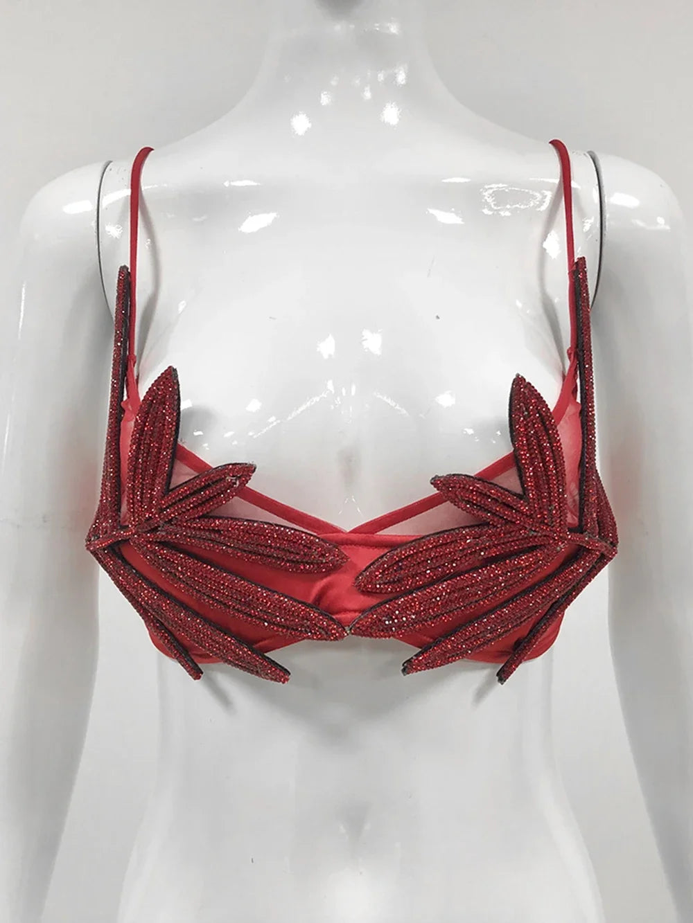 Leaf Rhinestone Bra - Festigal