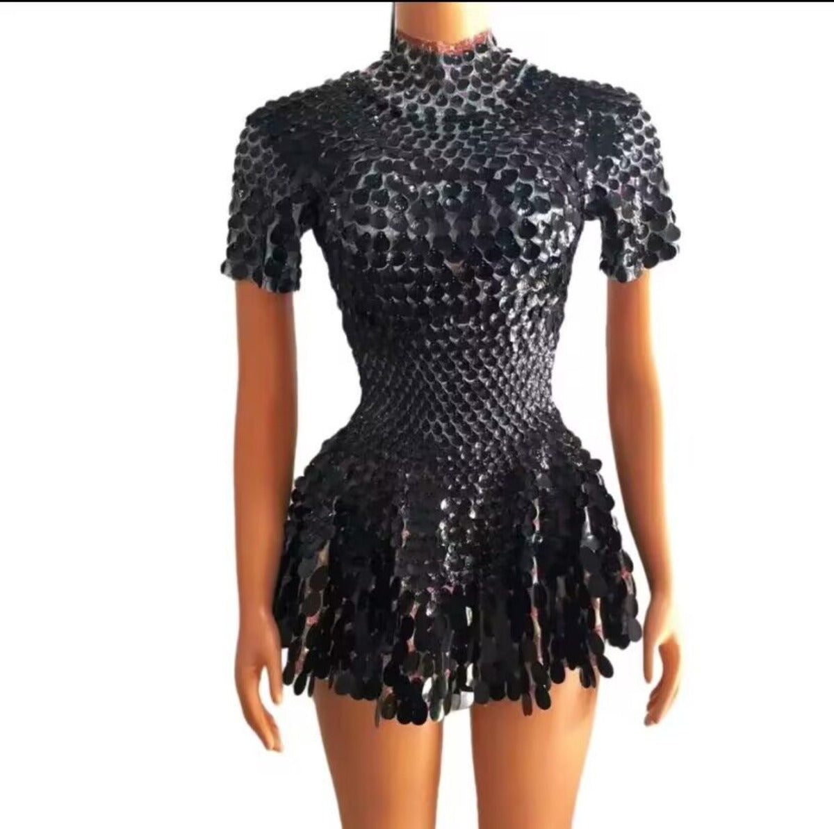 Shimmering Sequins Mermaid Leotard Micro Dress - Festigal