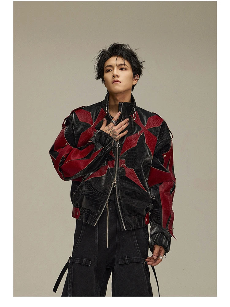 Mens Crocodile Faux Leather Jacket