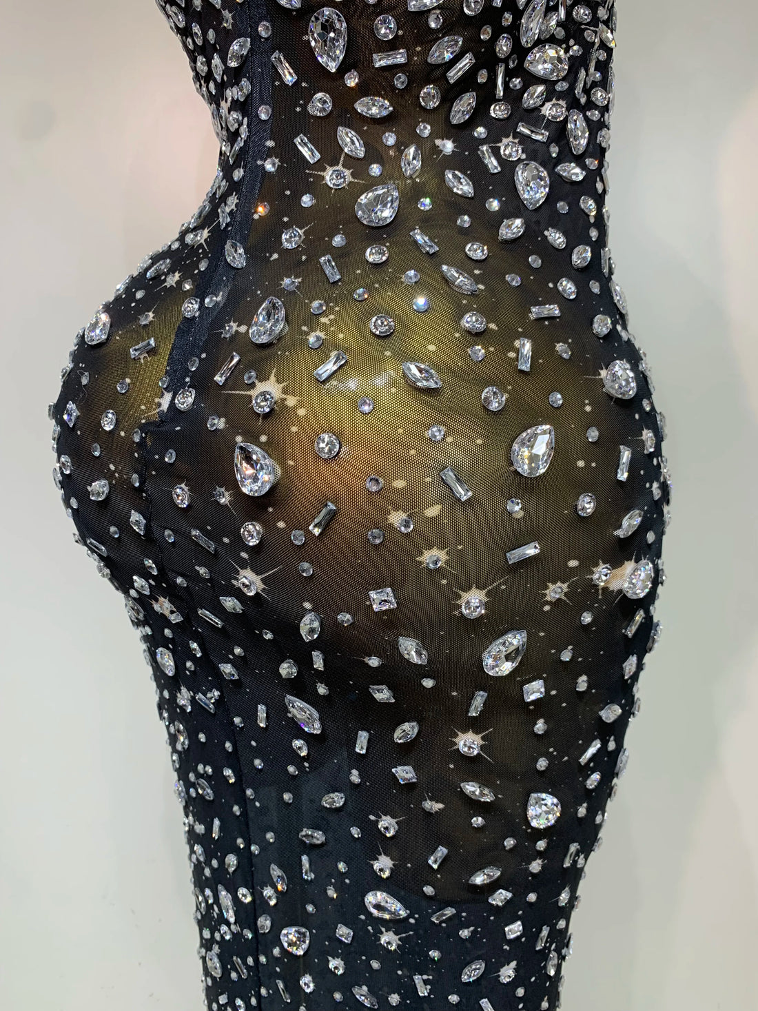 Rhinestone Mesh Maxi Dress