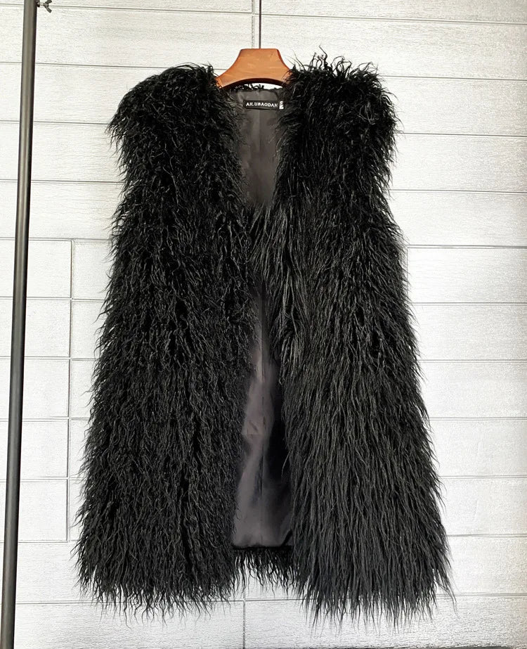 Faux Mongolian Fur Gilet - Festigal