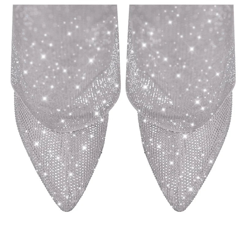 Rhinestone Knee High Wedge Boots