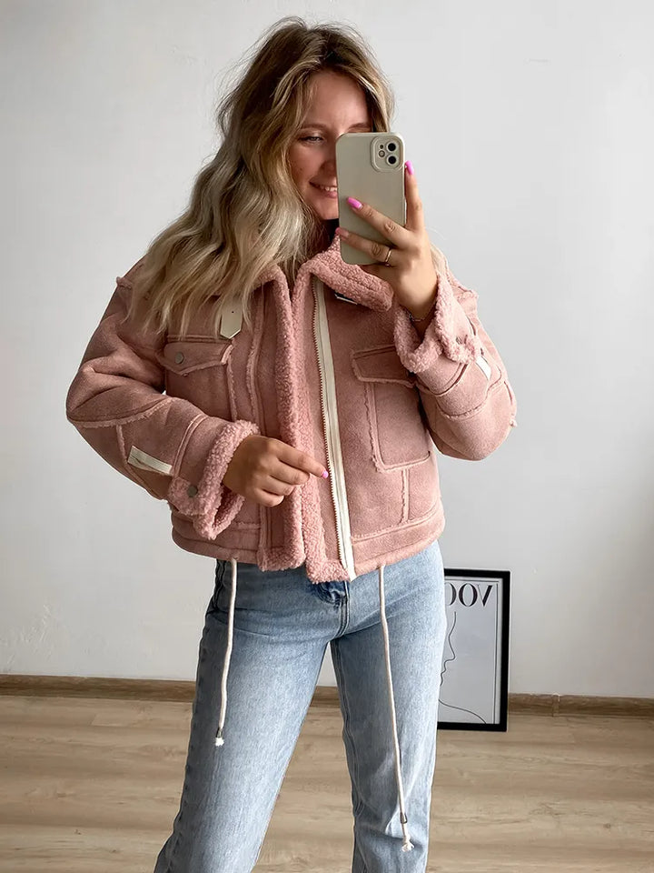 Pink Faux Sheepskin Jacket - Festigal