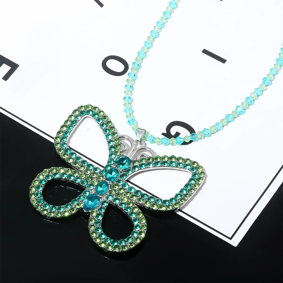 Rhinestone Butterfly Necklace - Festigal