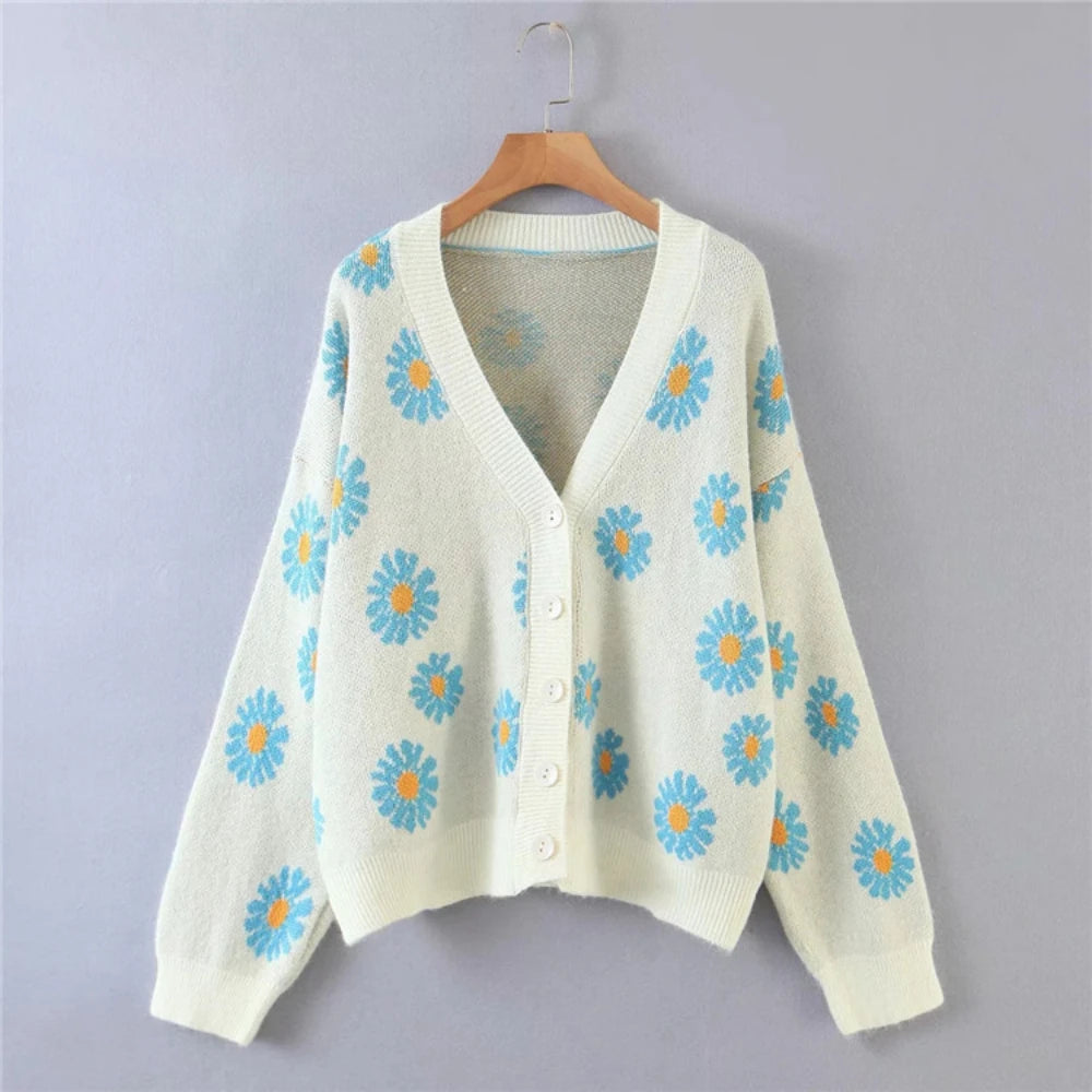 Little Daisy V-Neck Oversize Cardigan - Festigal