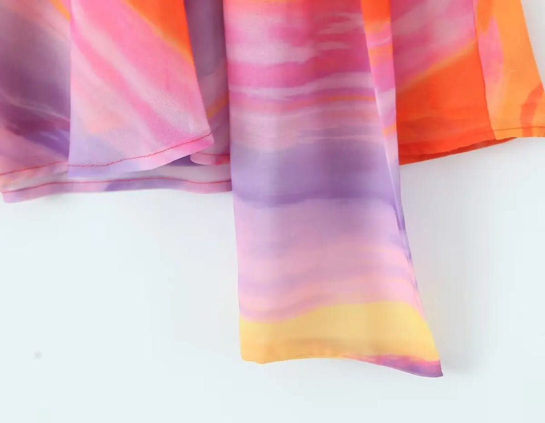 One Shoulder Orange Gradient Dress - Festigal