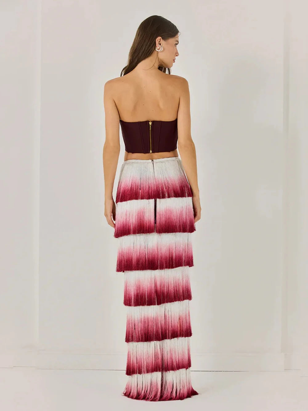 Gradient Top & Tassel Skirt Set