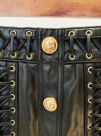 Faux Leather Lace-Up Mini Skirt - Festigal