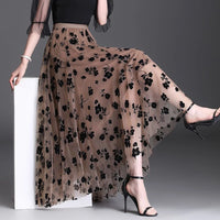 Floral Mesh Midi Skirt - Festigal