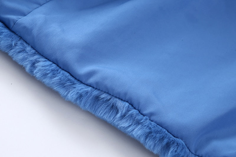 Blue For You Faux Fur Short Waist Jacket - Festigal