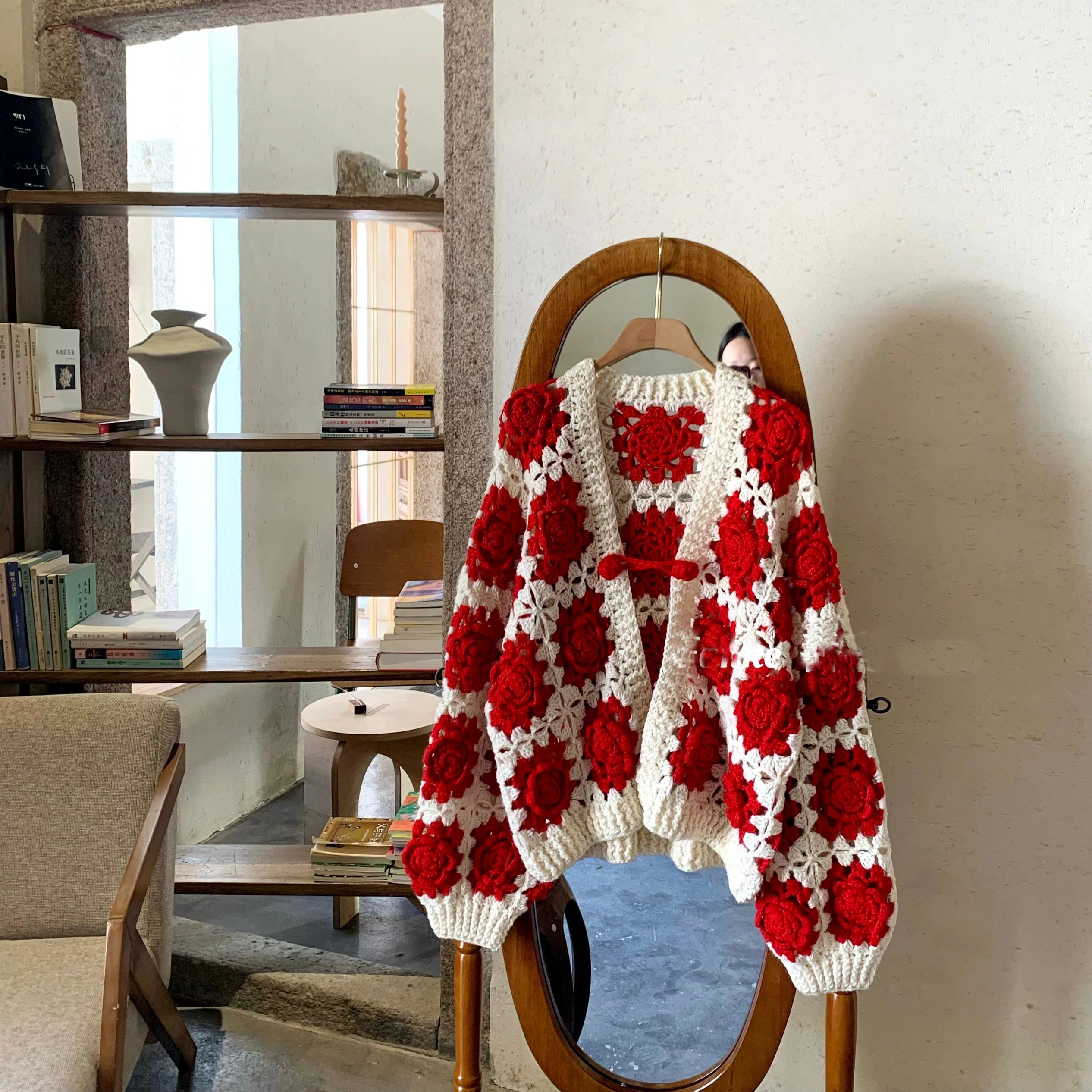 Crochet 3D Flower Cardigan
