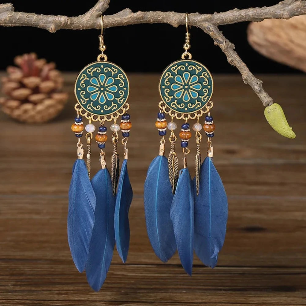 Boho Long Feather Earrings - Festigal