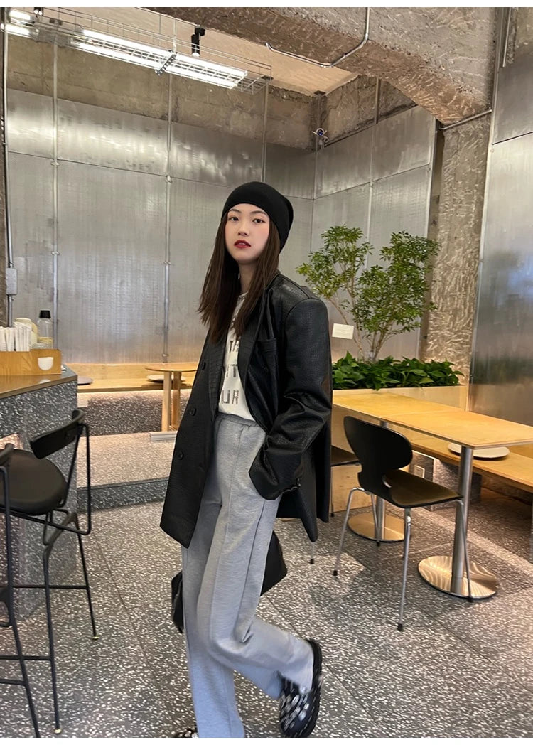 Crocodile Faux Leather Blazer - Festigal