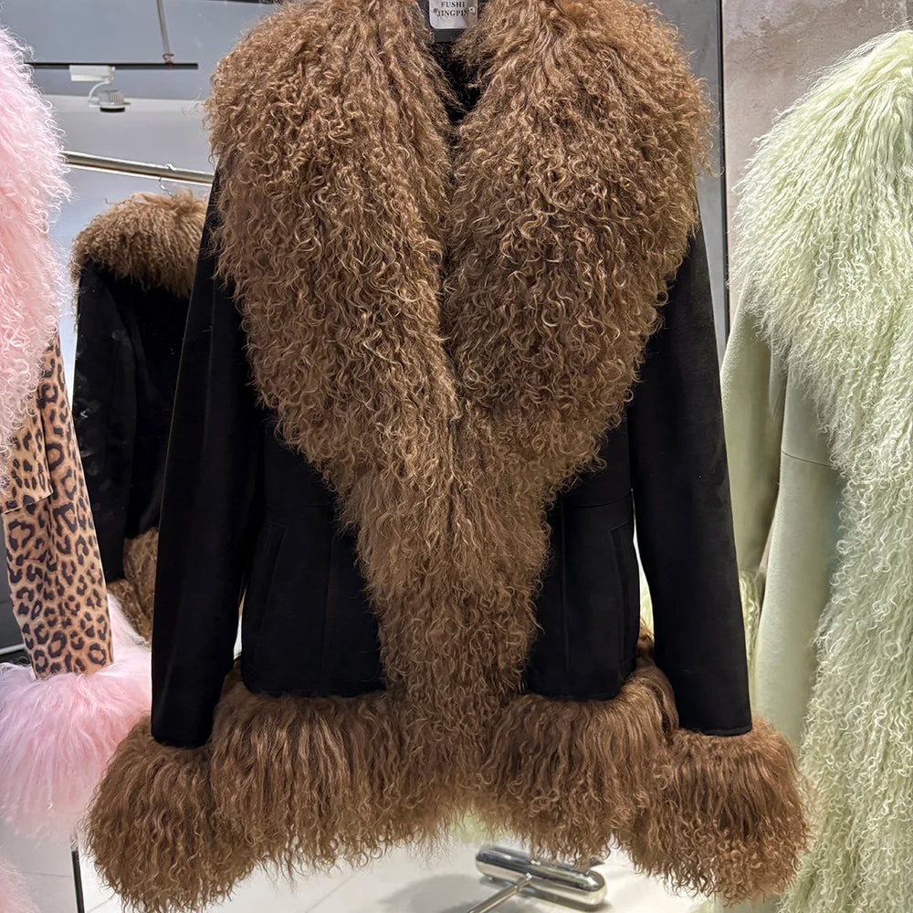 Suede Mongolian Fur Jacket