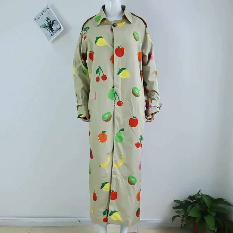 Fruit Print Trench Coat - Festigal