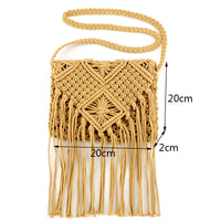Fringed Woven Crochet Crossbody Bag - Festigal