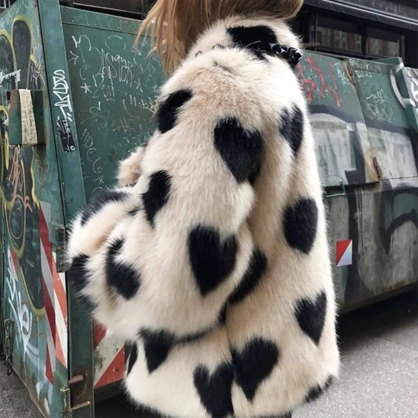Queen of Hearts Faux Fur Coat - Festigal