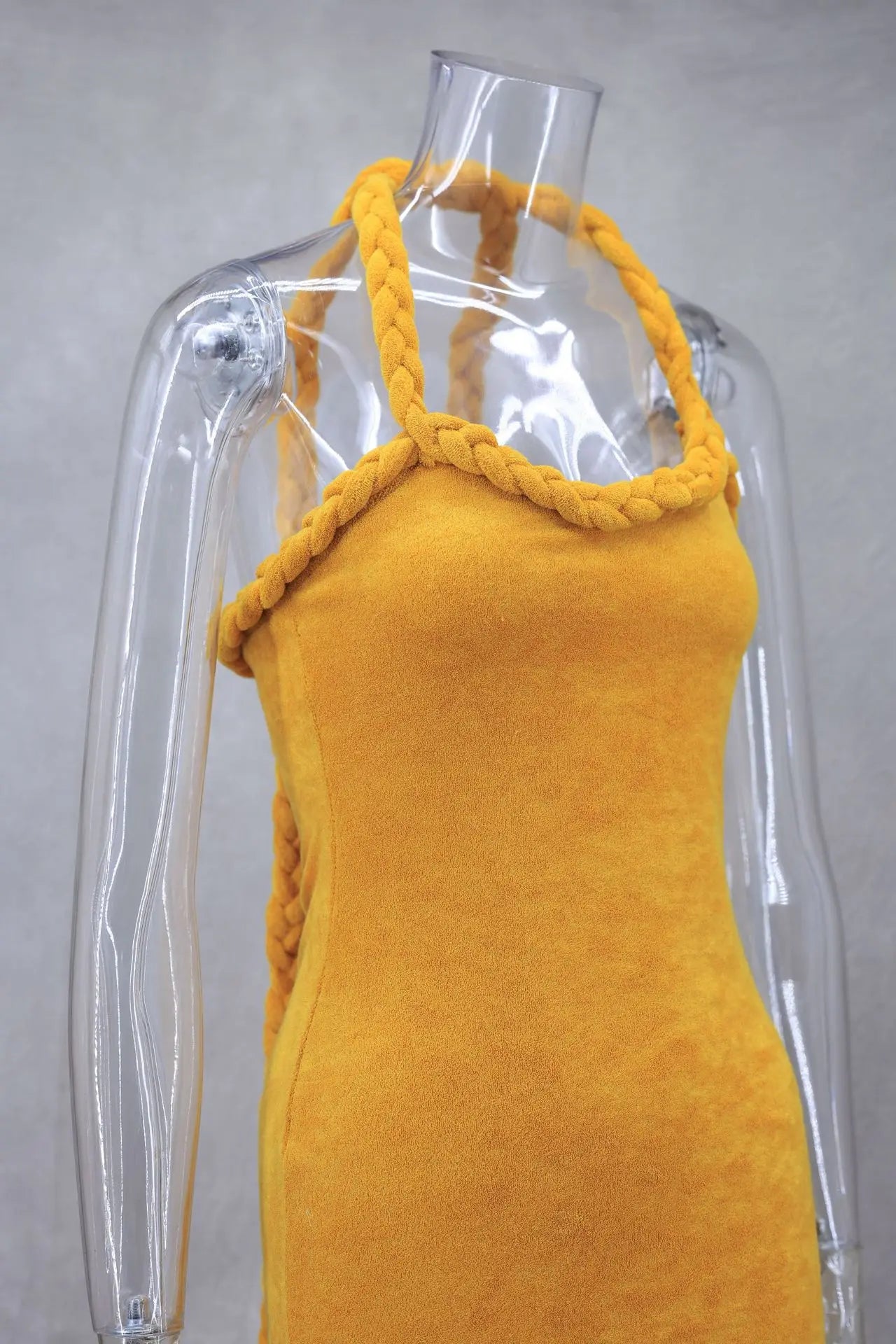 Orange Braided Fluffy Trim Dress - Festigal