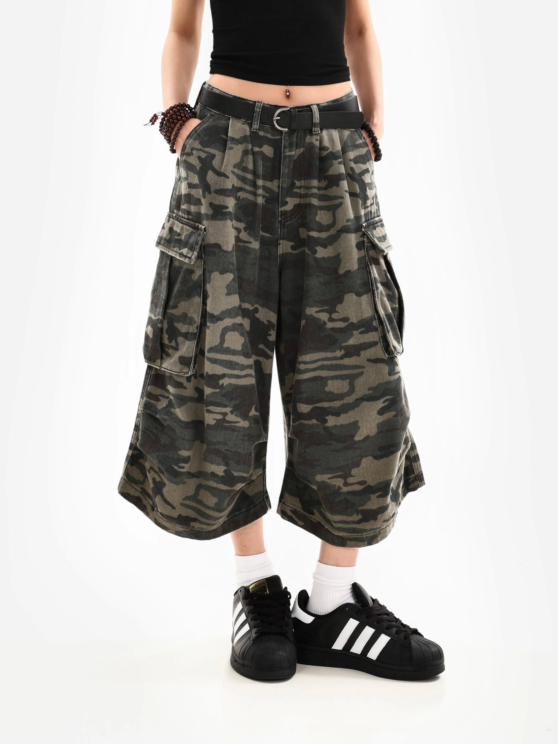 Camo Cropped Capri Trousers - Festigal
