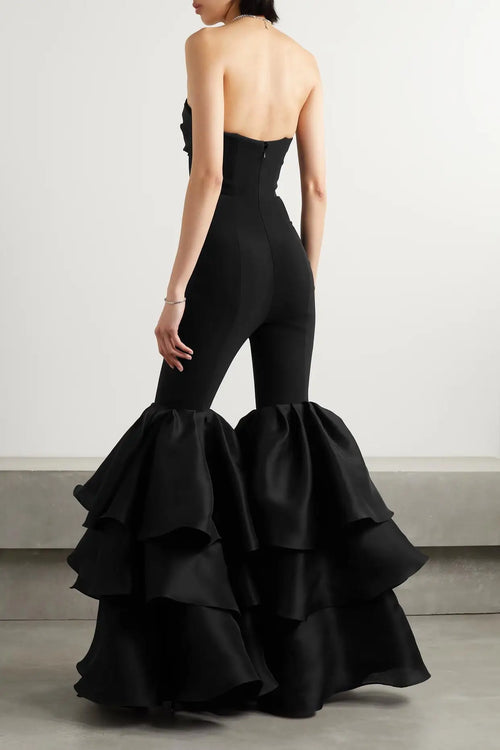 Strapless Ruffle Leg Jumpsuit
