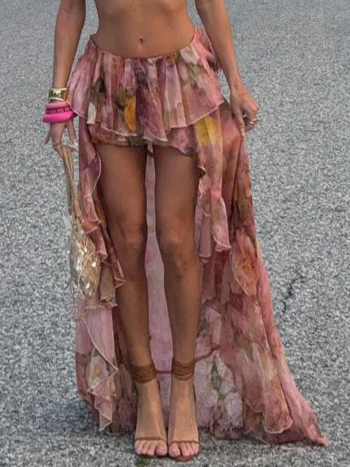 Floral Asymmetrical Shorts - Festigal