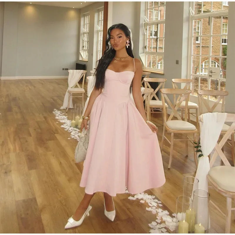 Bustier Pleated Midi Dress - Festigal