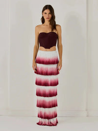 Gradient Top & Tassel Skirt Set