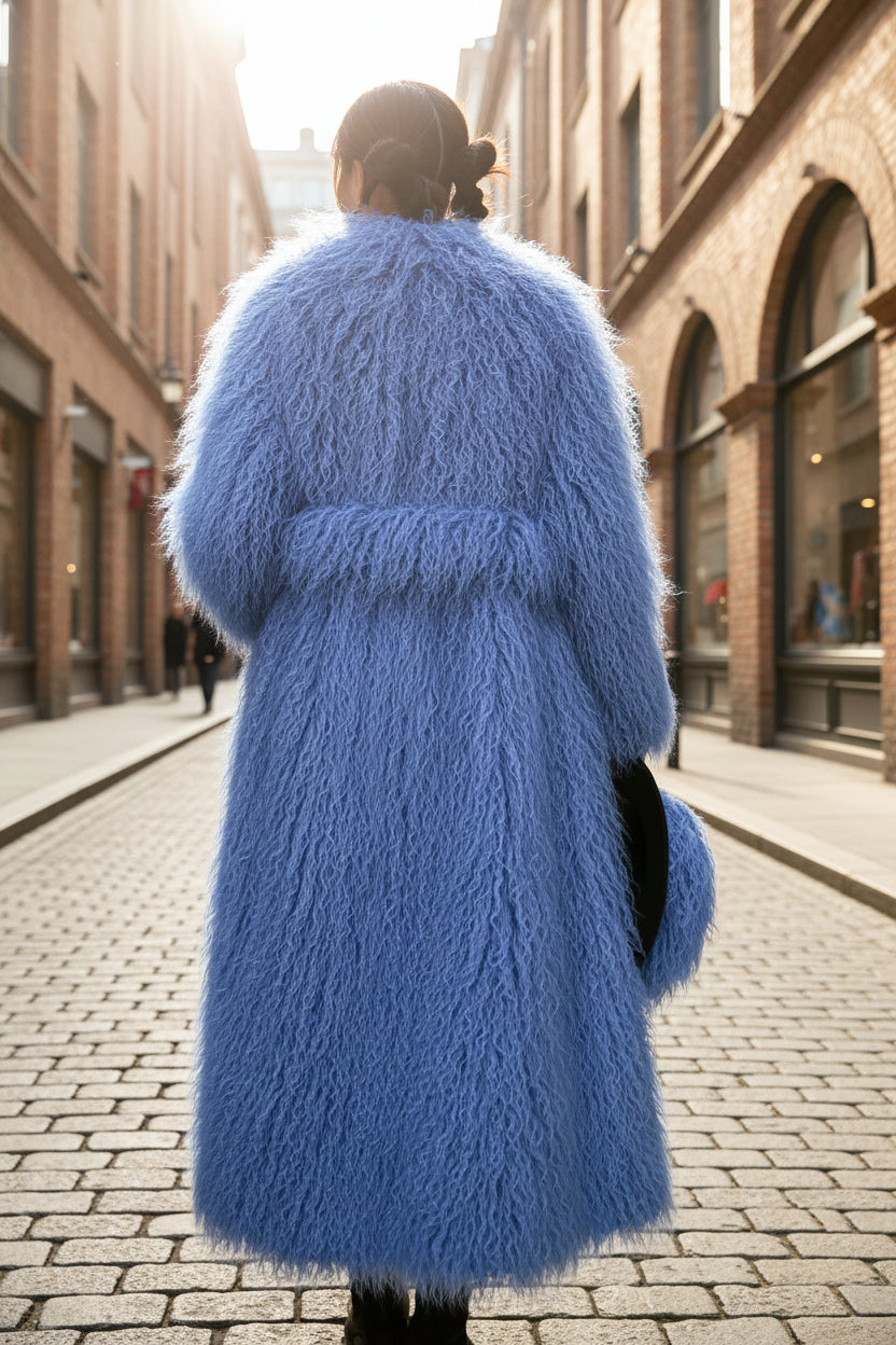 Shaggy Long Waist Tie Coat