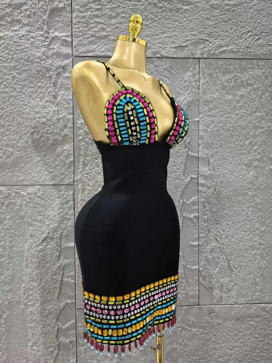 Gem Embellished Bodycon Dress - Festigal