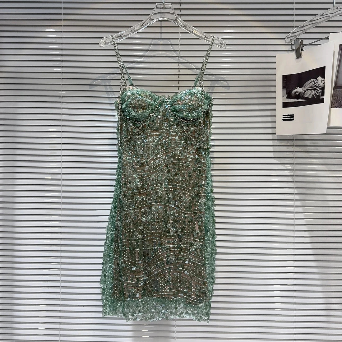 Embellished Green Bustier Dress - Festigal