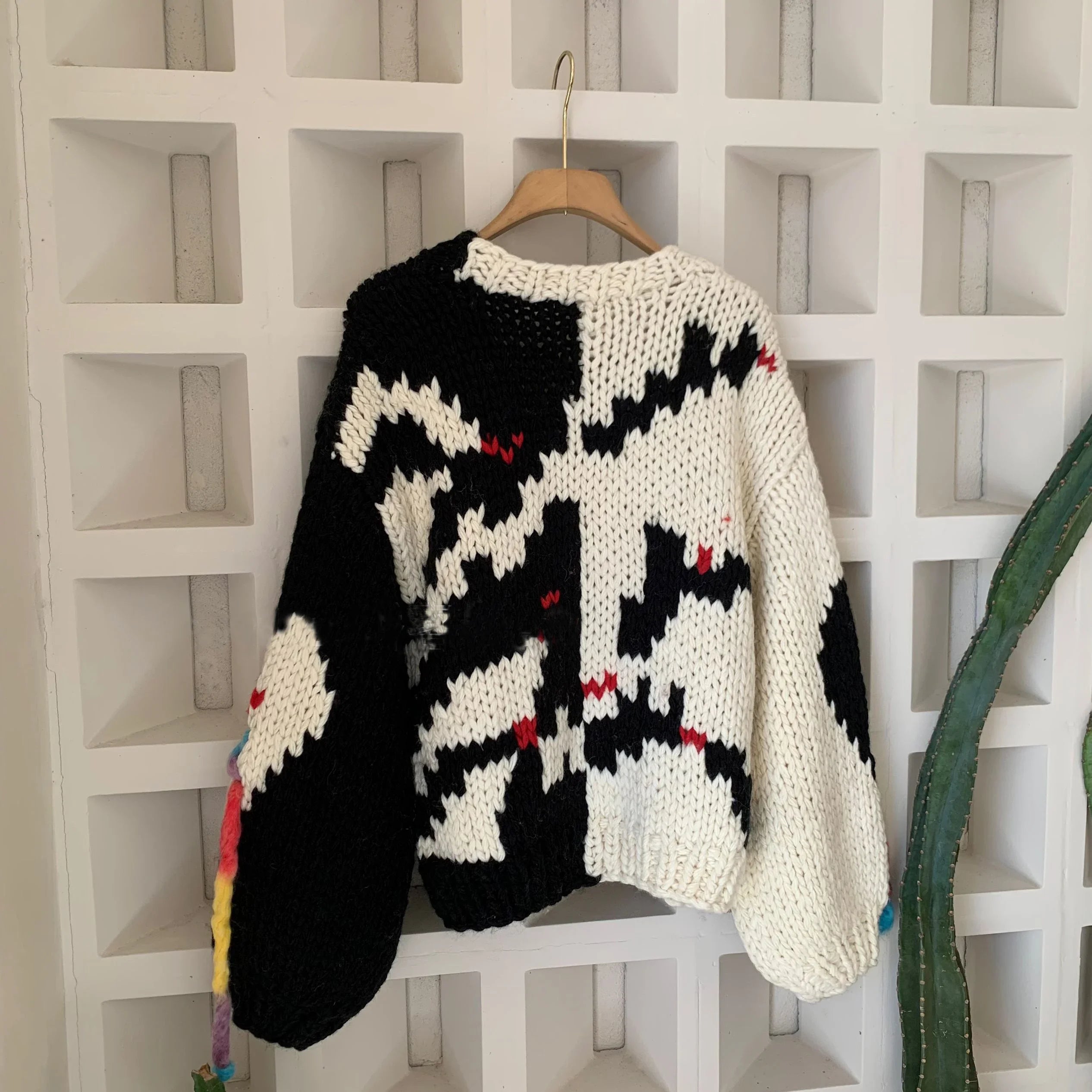 Monochrome Chunky Knit Cardigan - Festigal