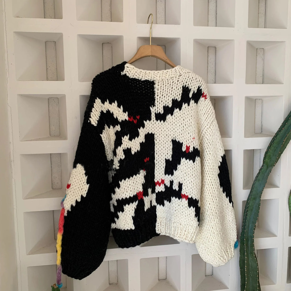 Monochrome Chunky Knit Cardigan - Festigal