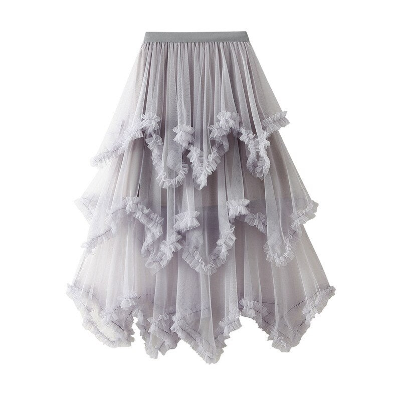 Gauze Asymmetrical Midi Skirt - Festigal