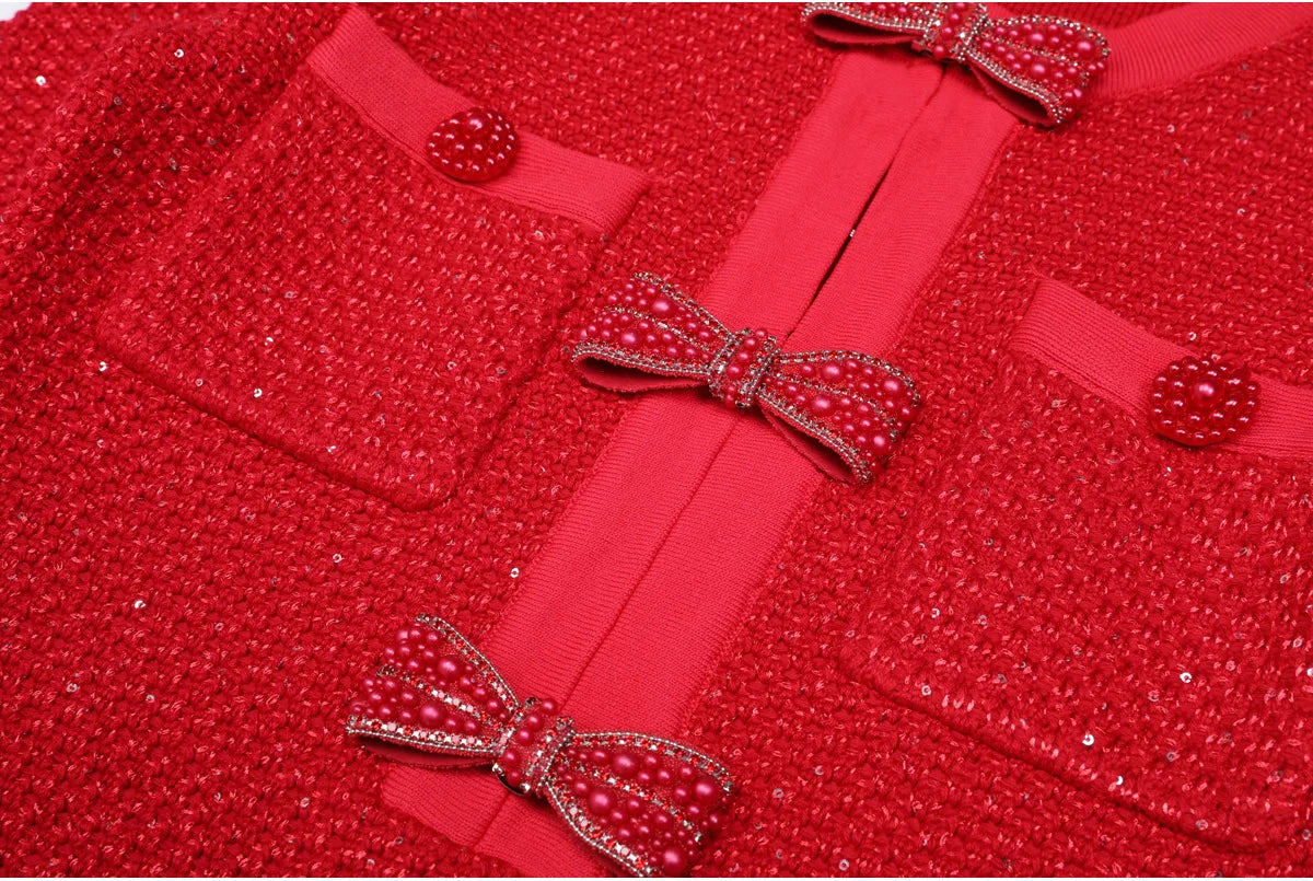 Long Sleeved Bow A-Line Dress