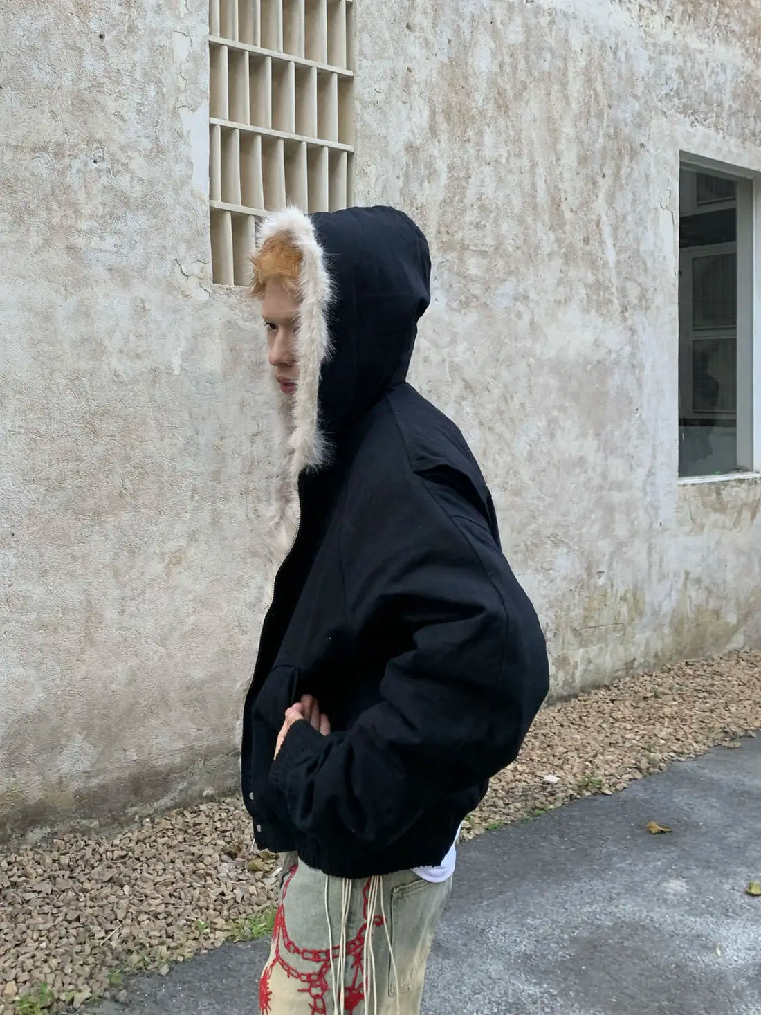 Men's Faux Fur Lined Bomber Jacket - Festigal