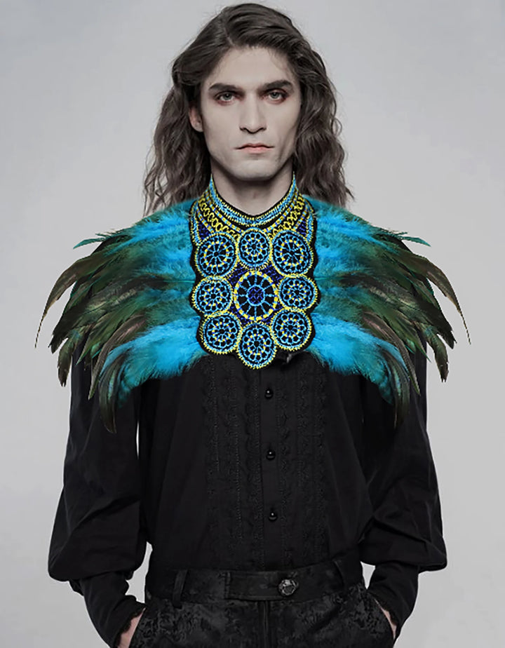 Men's Feather Embroidered Shawl - Festigal